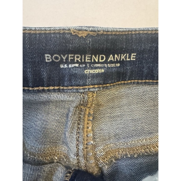 Chico's Boyfriend Ankle Gold Cuff  Jeans Stretch Modern Size 4P - Picture 5 of 9